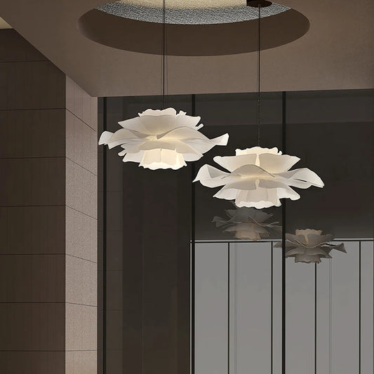 Suspension LED Wave – Design Fleur Minimaliste | Blanc Acrylique | Salon, Chambre, Salle à Manger | 33 cm à 80 cm