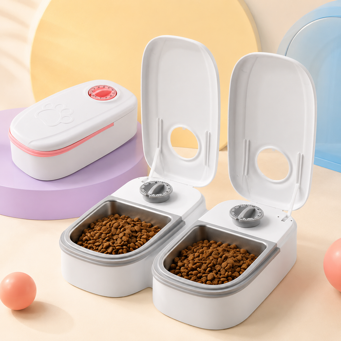 48-Hour Automatic Pet Feeder for Cats & Dogs – Single or Double Meal Dispenser