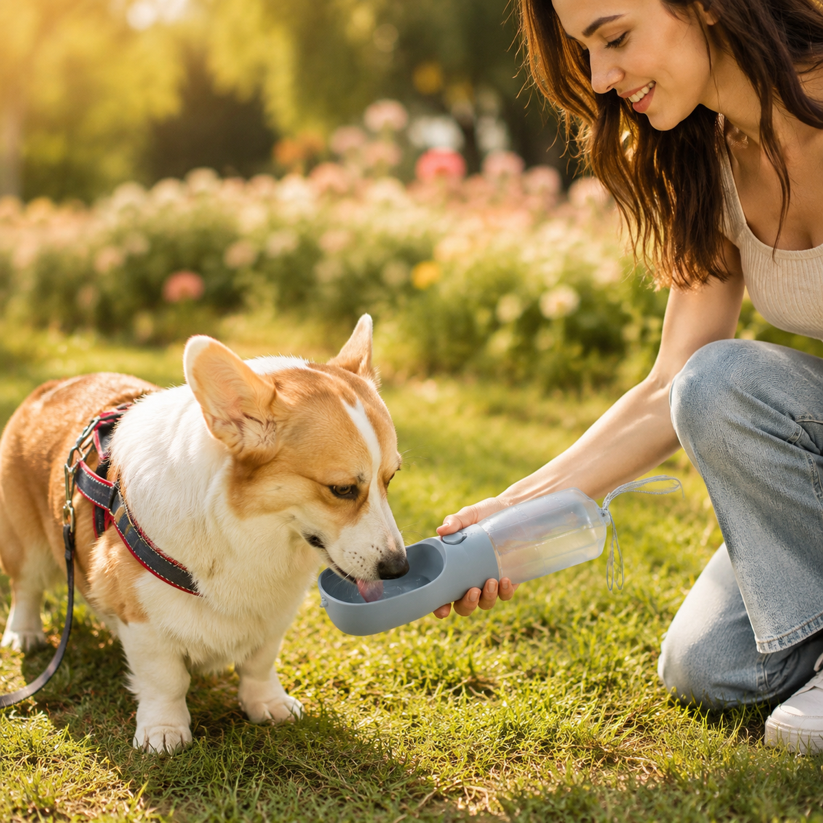 3-in-1 Portable Dog Water Bottle – Water, Treats & Waste Bag Dispenser
