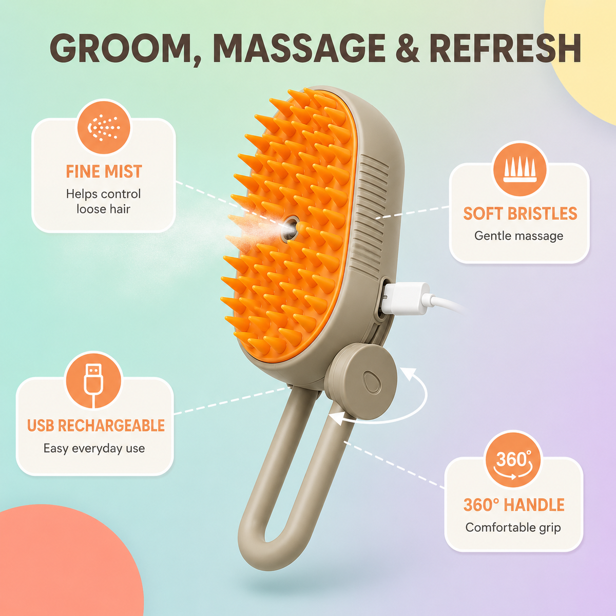Cat Steam Brush Steamy Dog Brush 3 In 1 Electric Spray Cat Hair Brushes For Massage Pet Grooming Comb Hair Removal Combs Pet Products