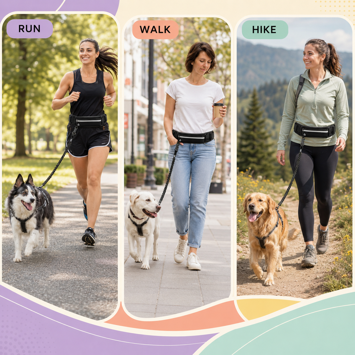 Hands-Free Running Leash Belt & Bungee