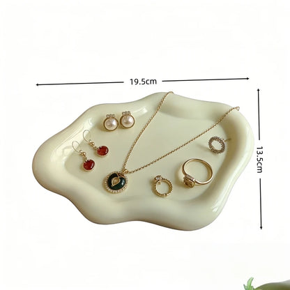 Plateau à Bijoux Nuage — Organisateur Décoratif Argenté ou Blanc, Coiffeuse & Chambre