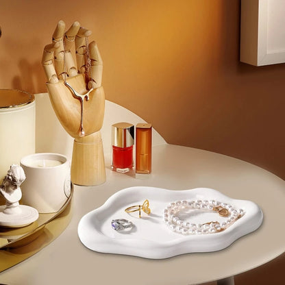Plateau à Bijoux Nuage — Organisateur Décoratif Argenté ou Blanc, Coiffeuse & Chambre