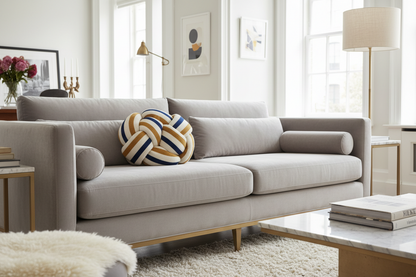Oreiller à nœud rayé Art déco, 1 pièce, fait à la main, en Polyester doux. Coton, coussin décoratif moderne et confortable pour la maison et le canapé 9x9 pouces